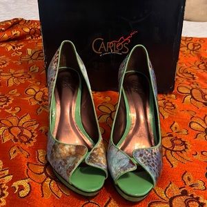 Green multicolor 3-4 in heels